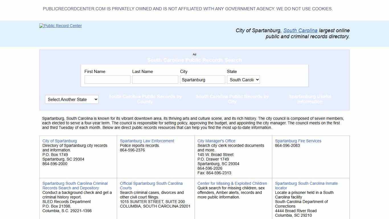 Spartanburg, South Carolina Public Records and Criminal Background Check